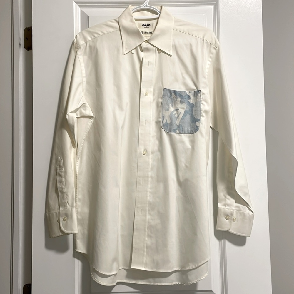 Boyfriend Shirt with Camouflage Blue Pocket